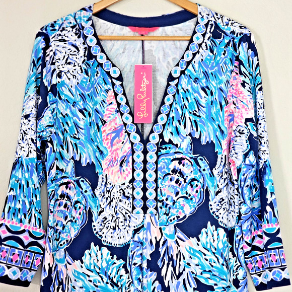 Lilly Pulitzer NWT Melli Maxi Dress Party In Paradise Size XL High Tide Navy NEW - Picture 2 of 14